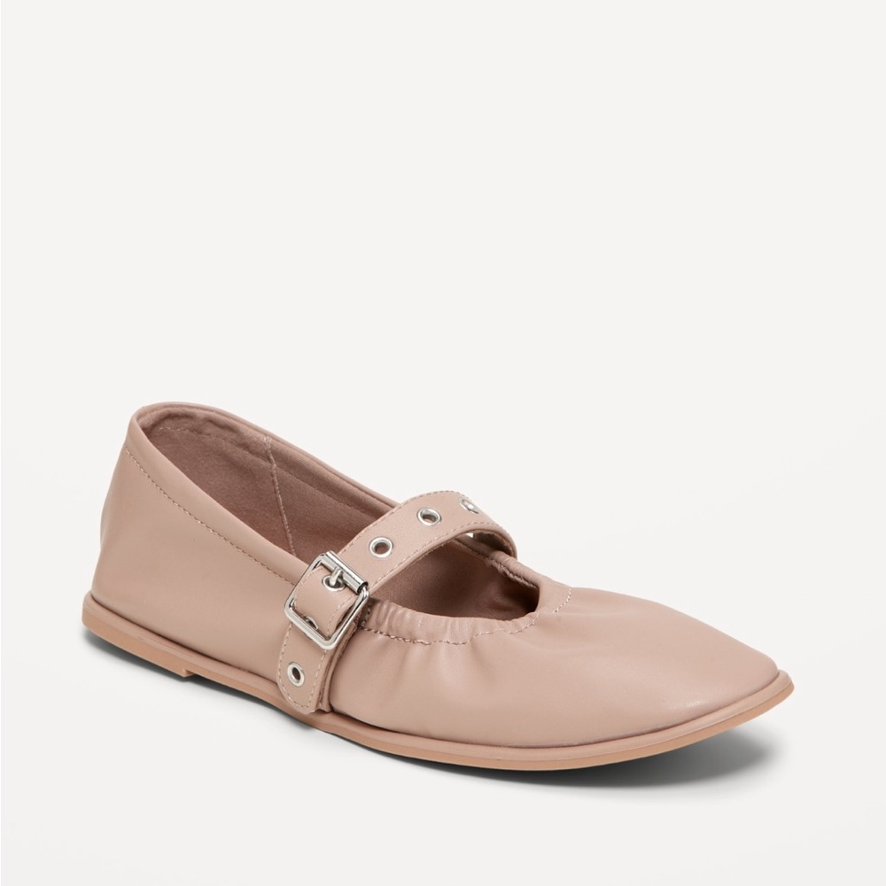 Faux Leather Mary-Jane Scrunch Shoes
